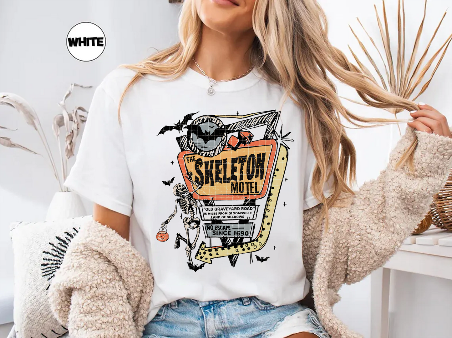 Halloween Skeleton Motel - Adults Tee