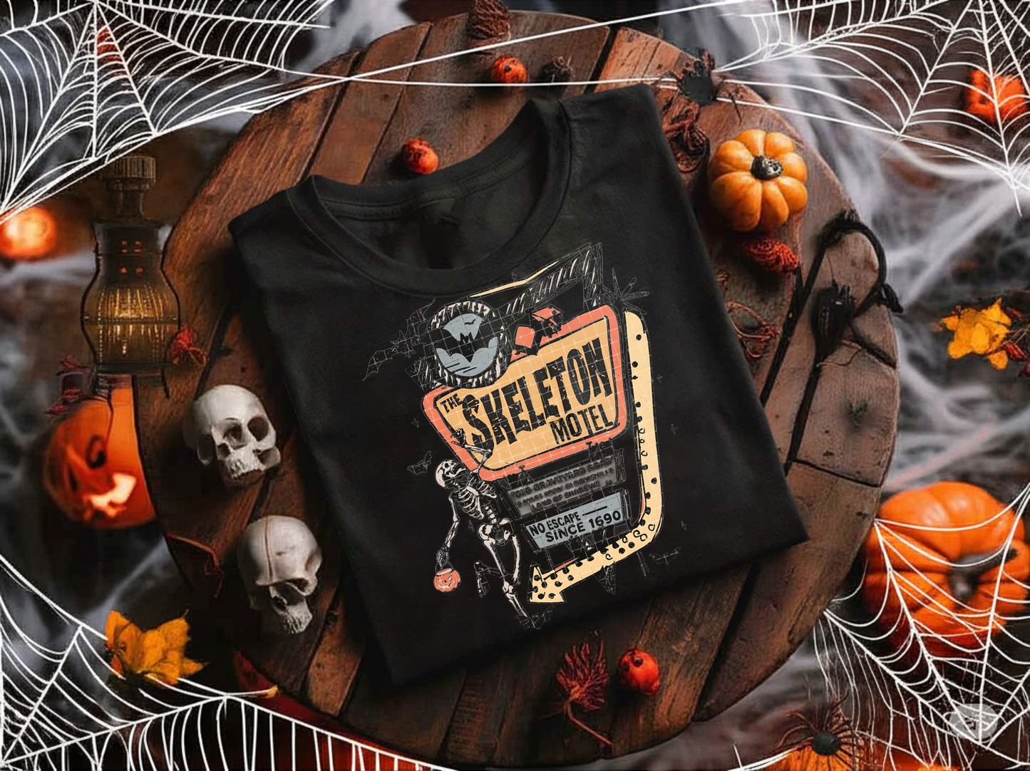 Halloween Skeleton Motel - Adults Tee