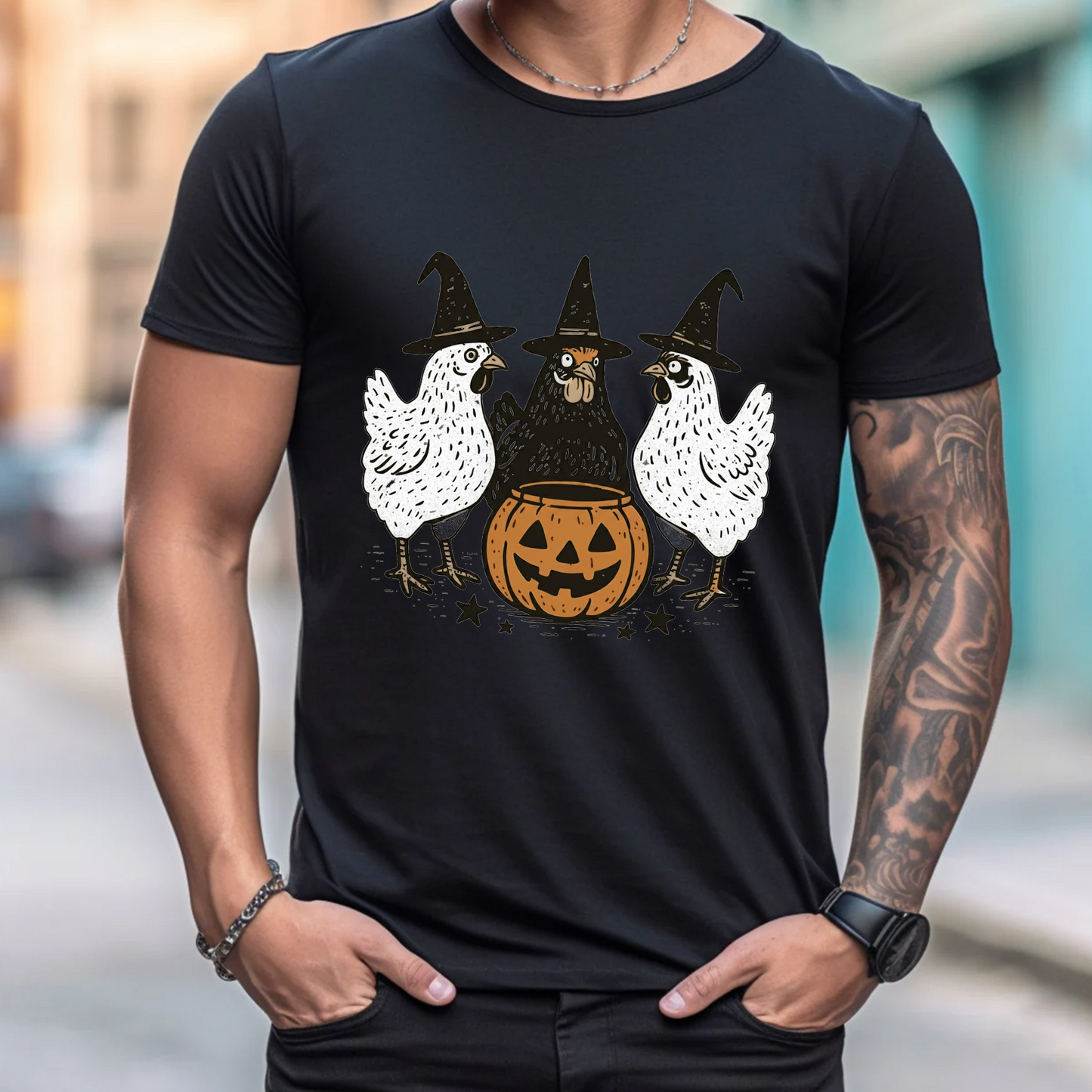 Pumpkin Chicken Fall Retro Halloween