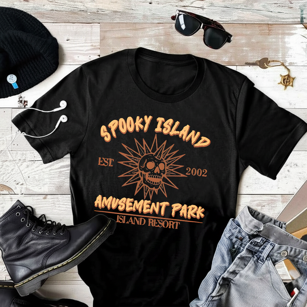 Spooky Island, Retro Halloween T-Shirt