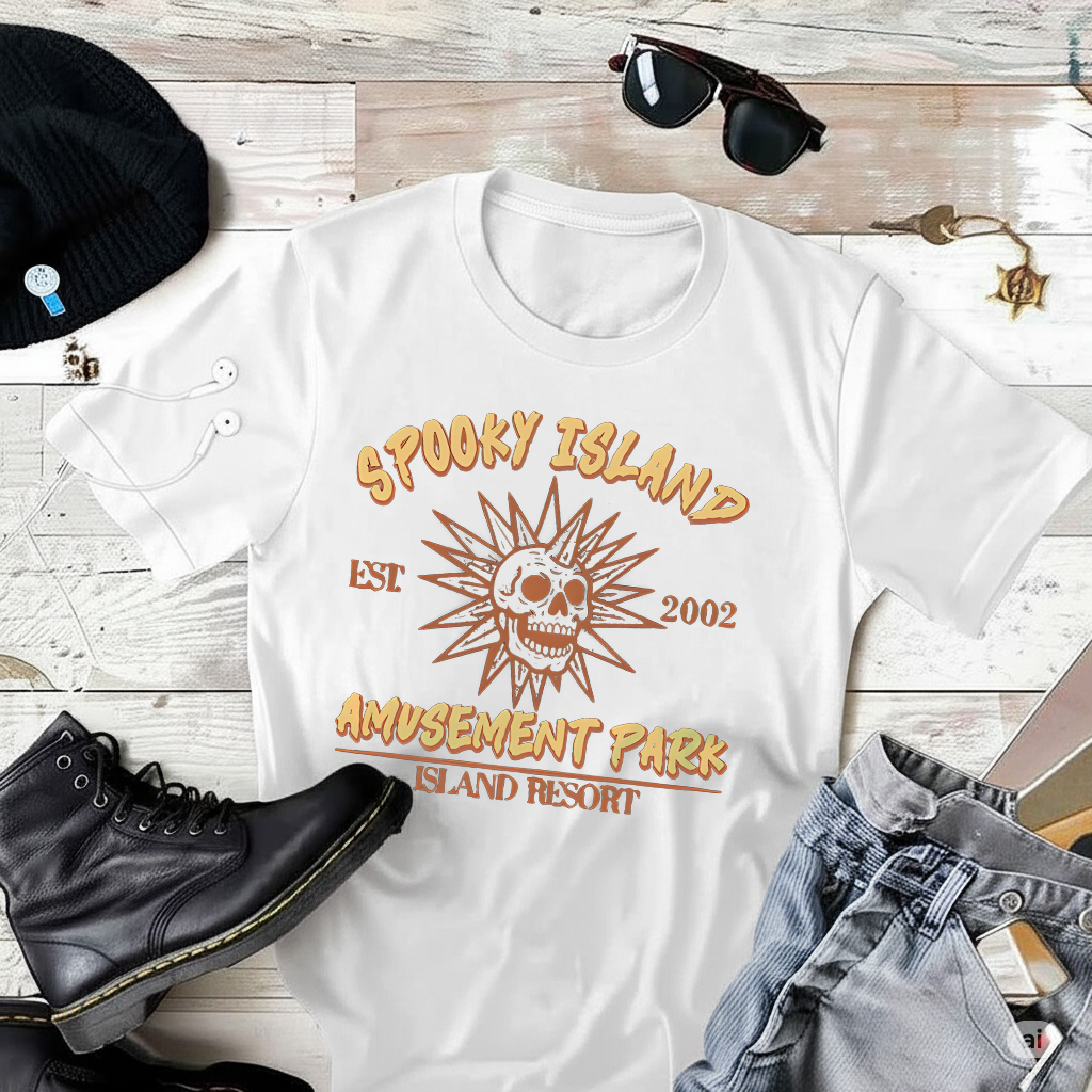 Spooky Island, Retro Halloween T-Shirt