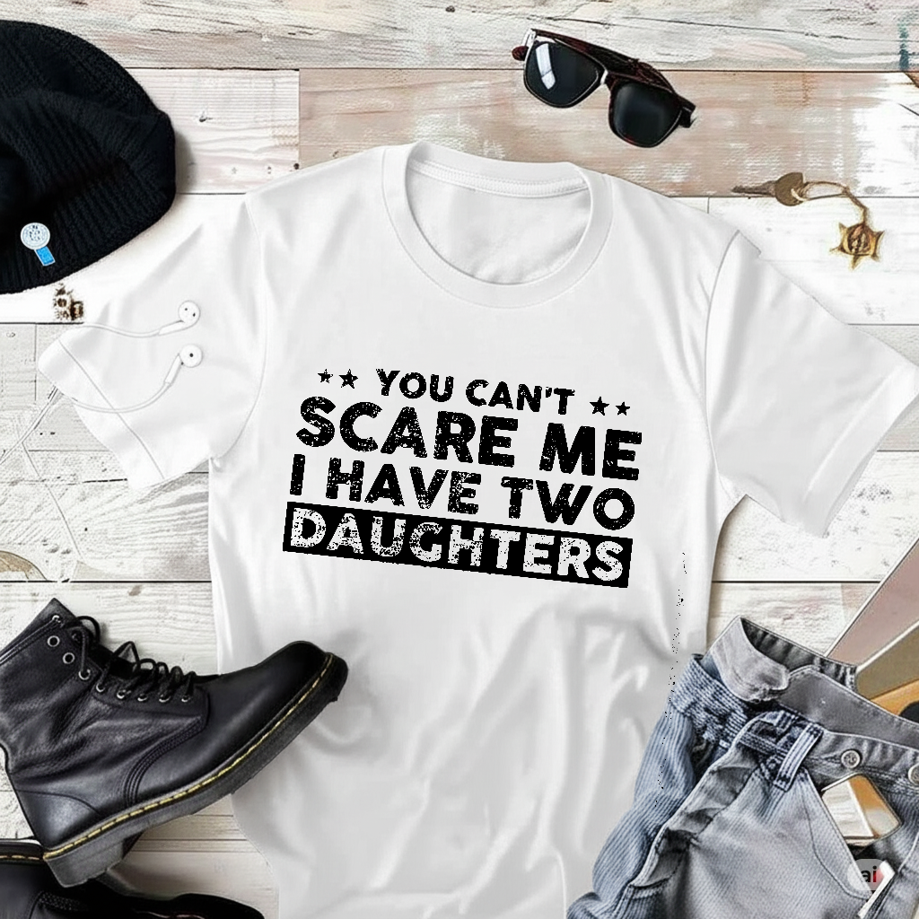 You Cant Scare Me, I Have Two Daughters T-Shirt