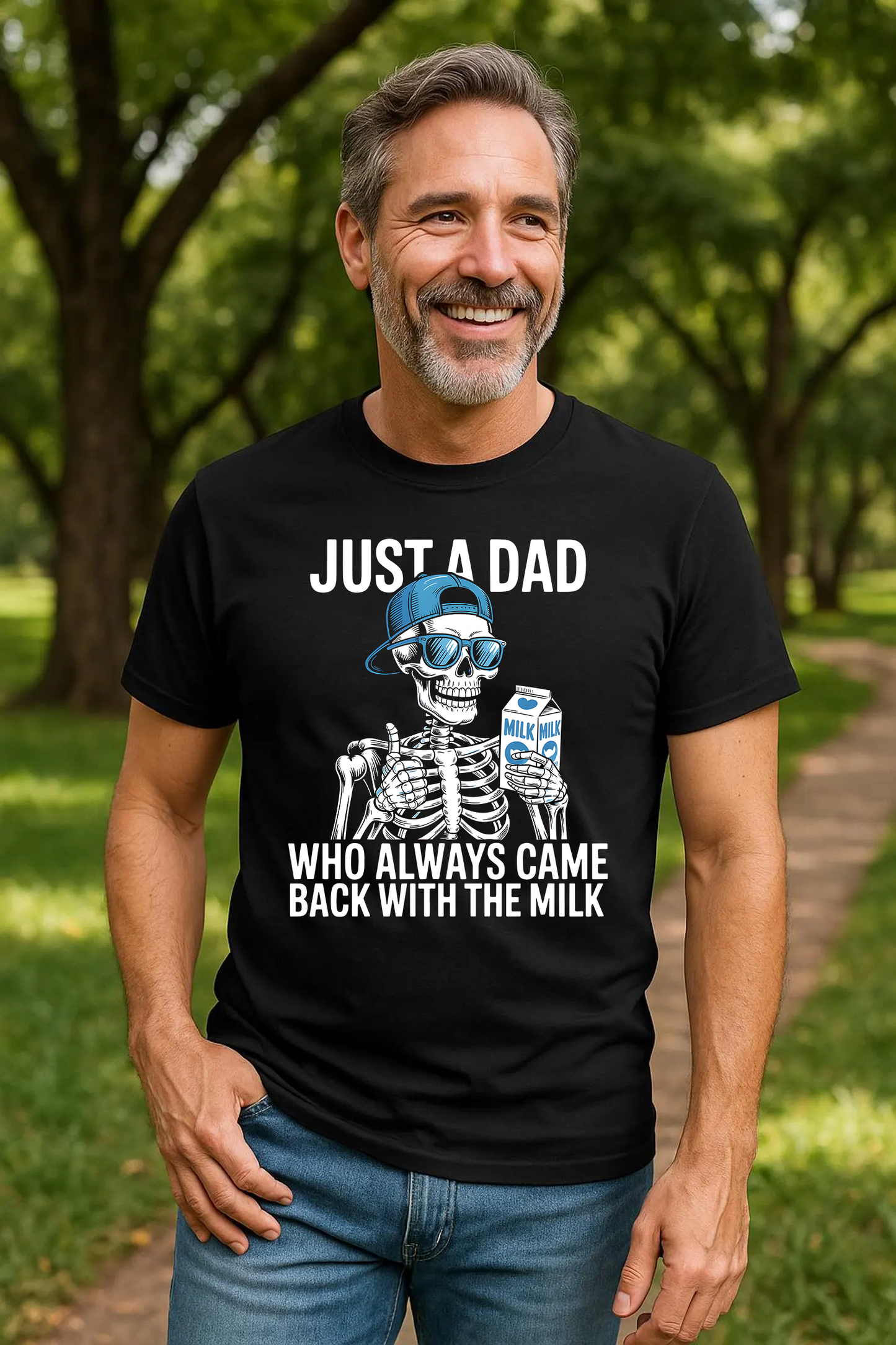 Just A Dad Who Always Came Back With The Milk T-Shirt