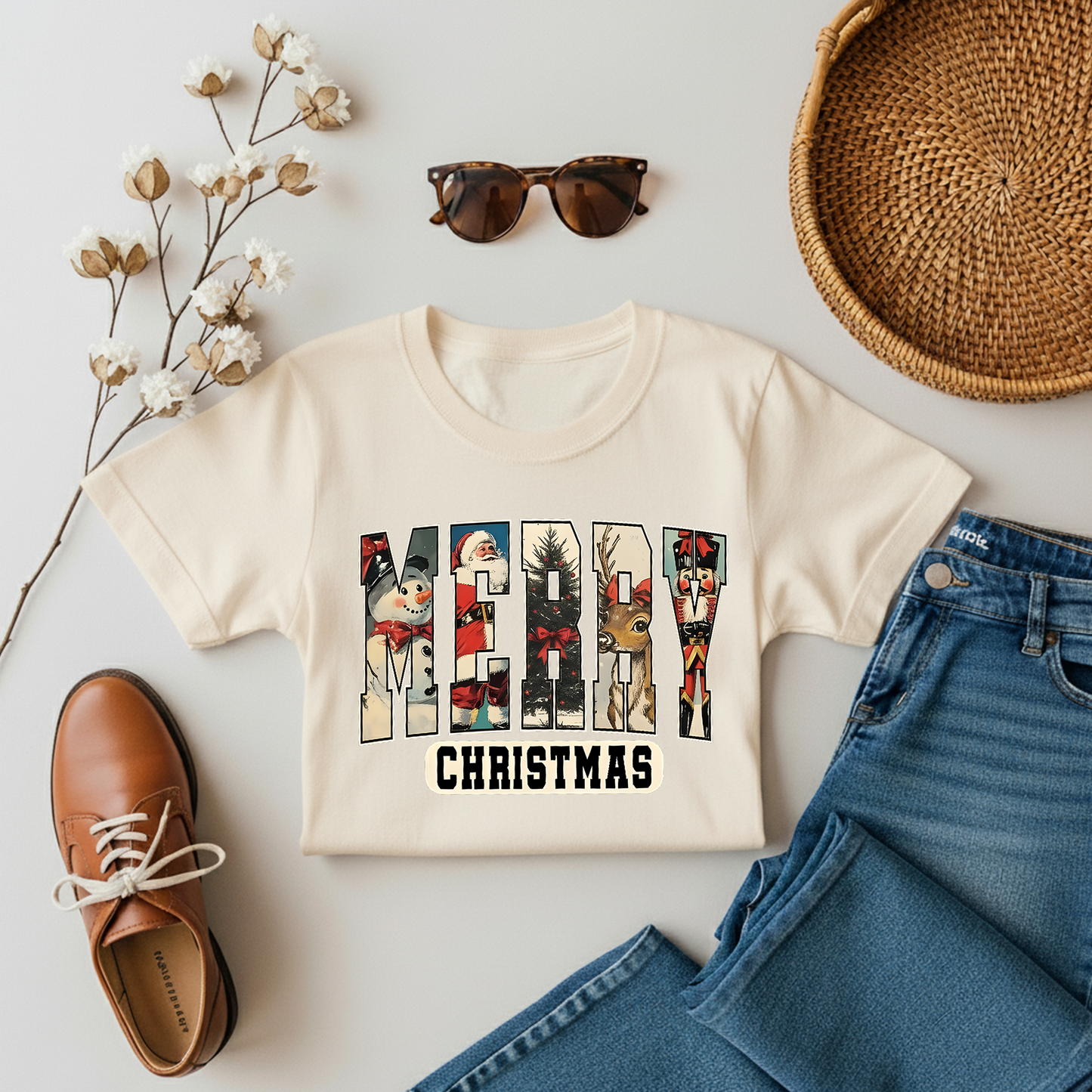 Retro Merry Christmas Snowman