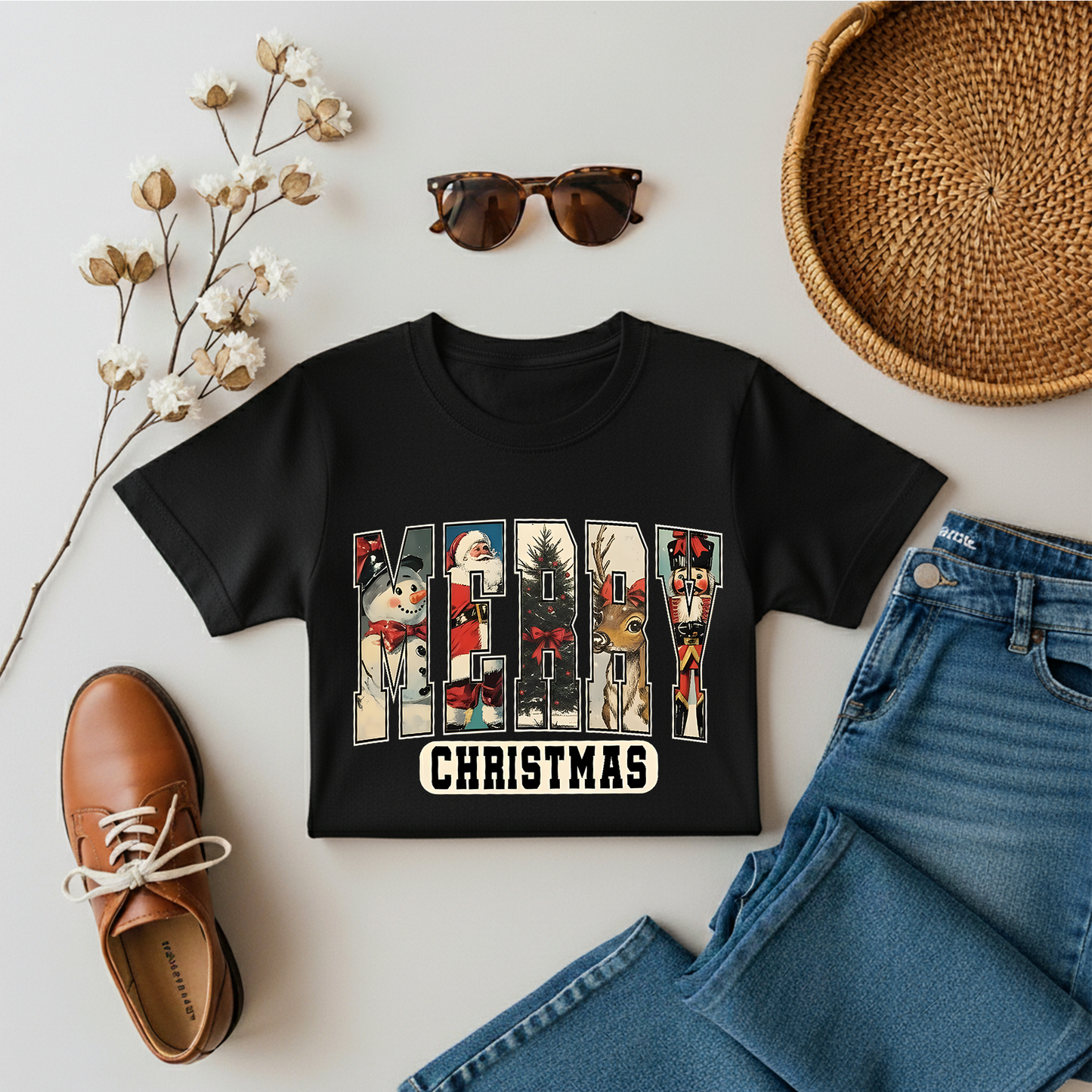 Retro Merry Christmas Snowman