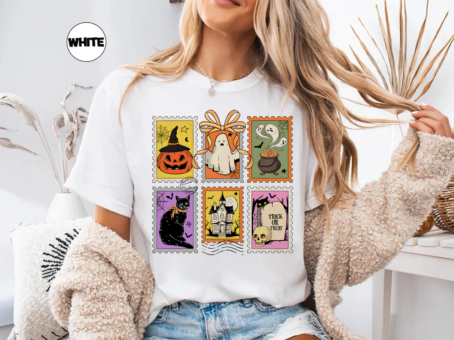 Retro Halloween Ghost Cat