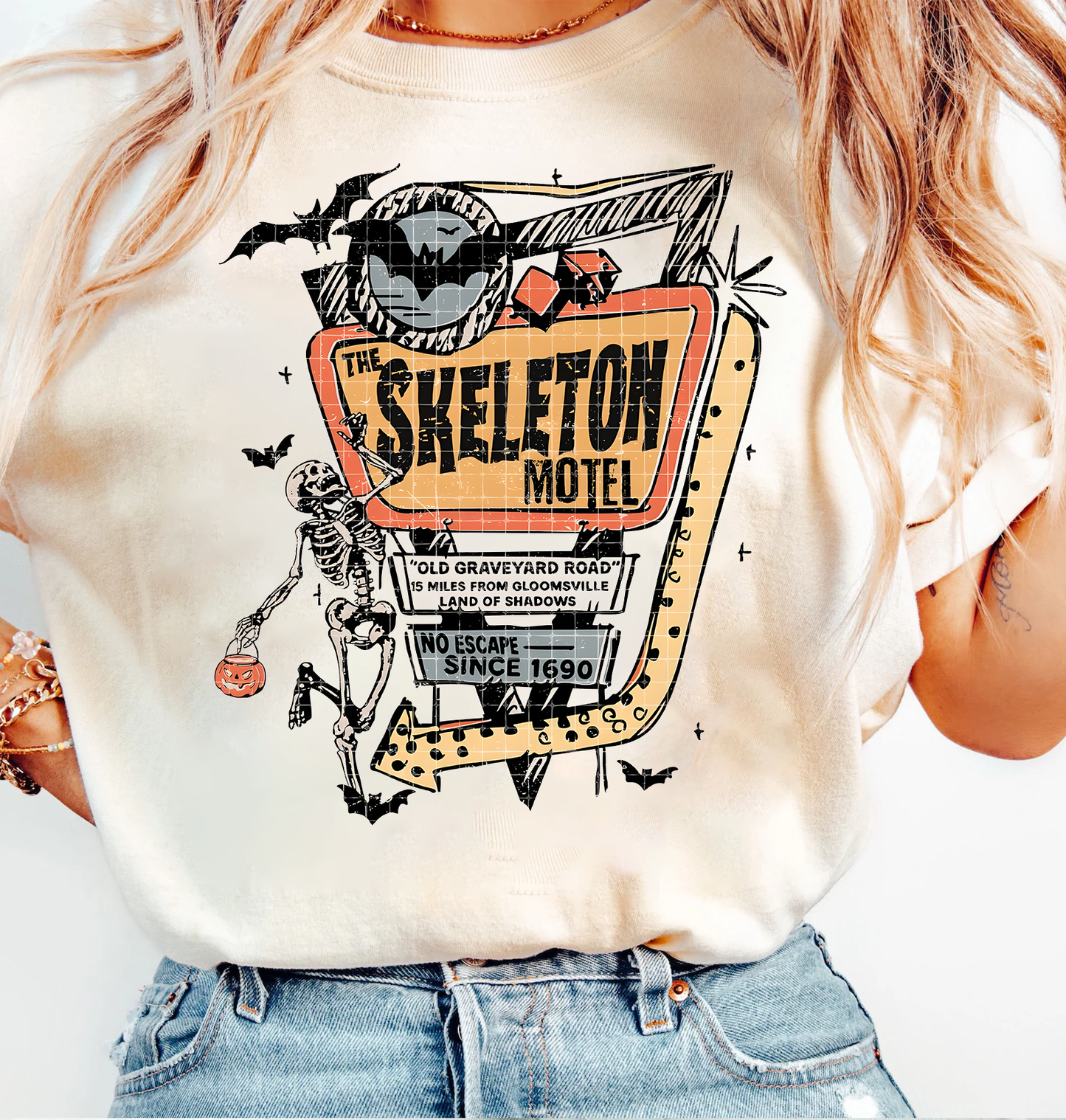 Halloween Skeleton Motel - Adults Tee