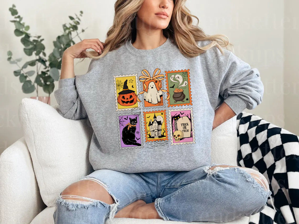 Retro Halloween Ghost Cat
