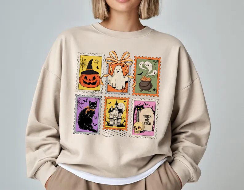 Retro Halloween Ghost Cat