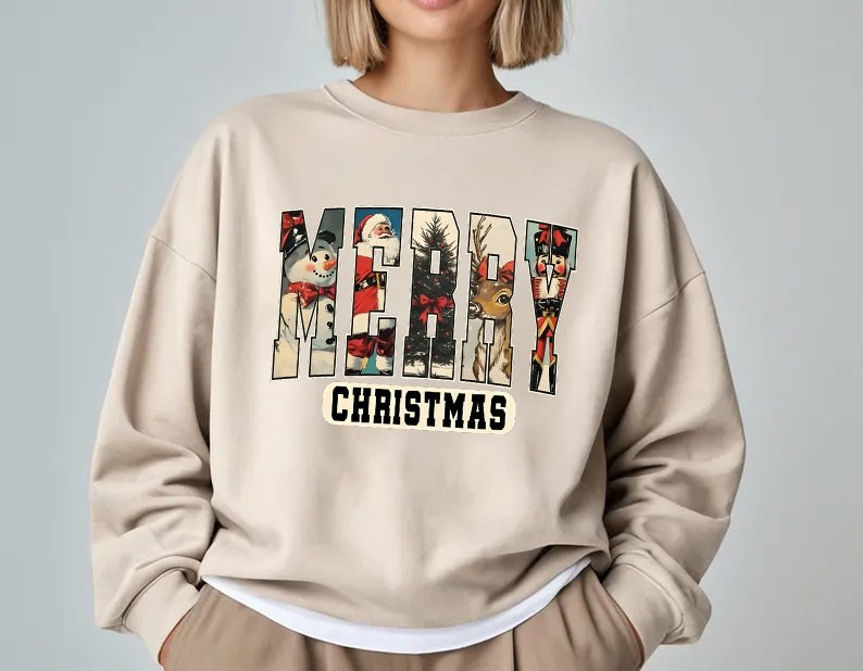 Retro Merry Christmas Snowman