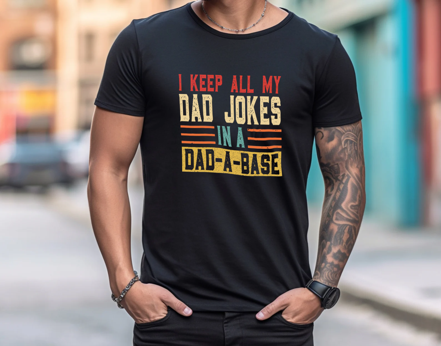 I Keep All My Father Jokes in A Dad-A-Base T-Shirt